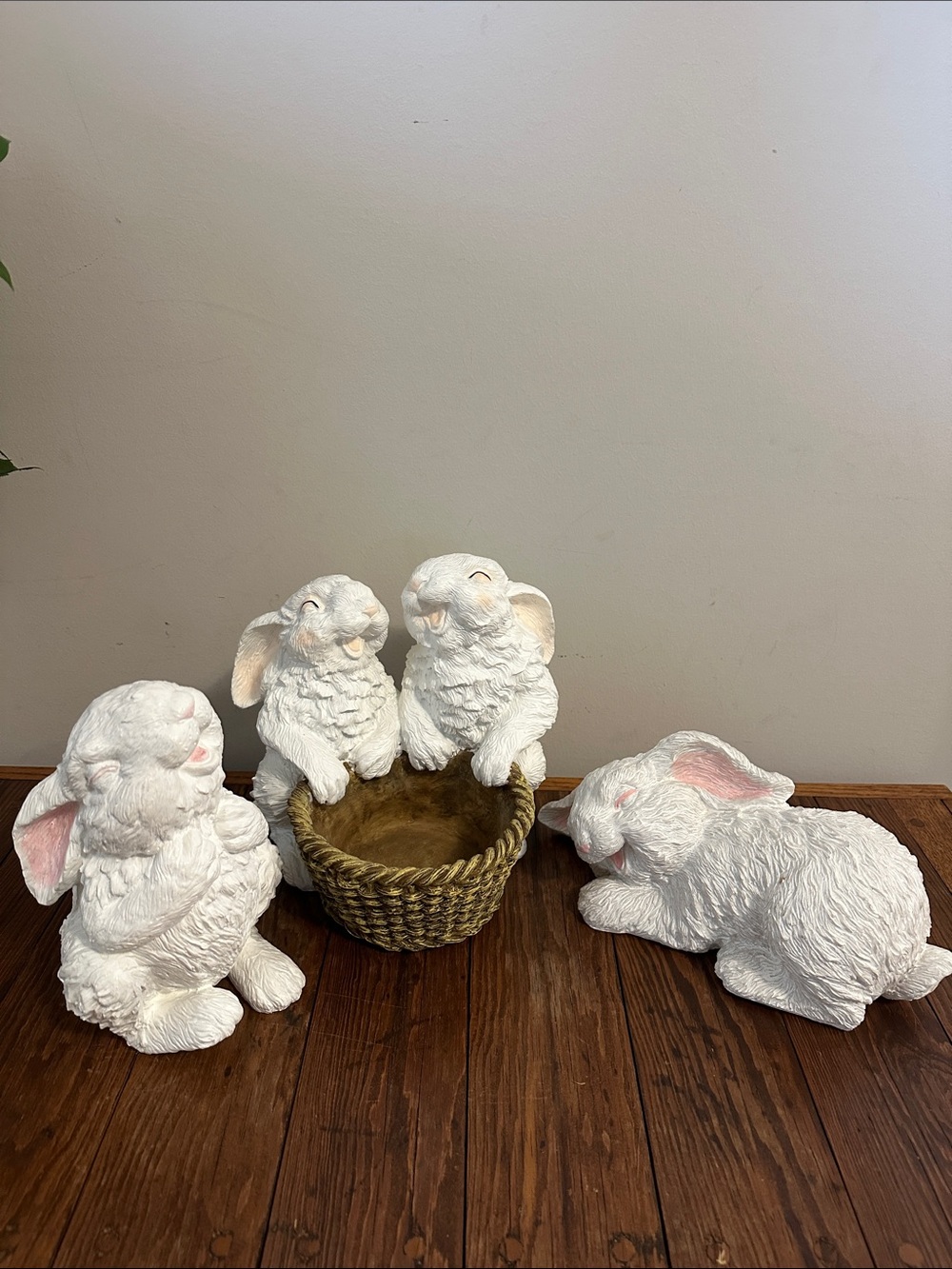 Charming White Rabbit Figurine Set